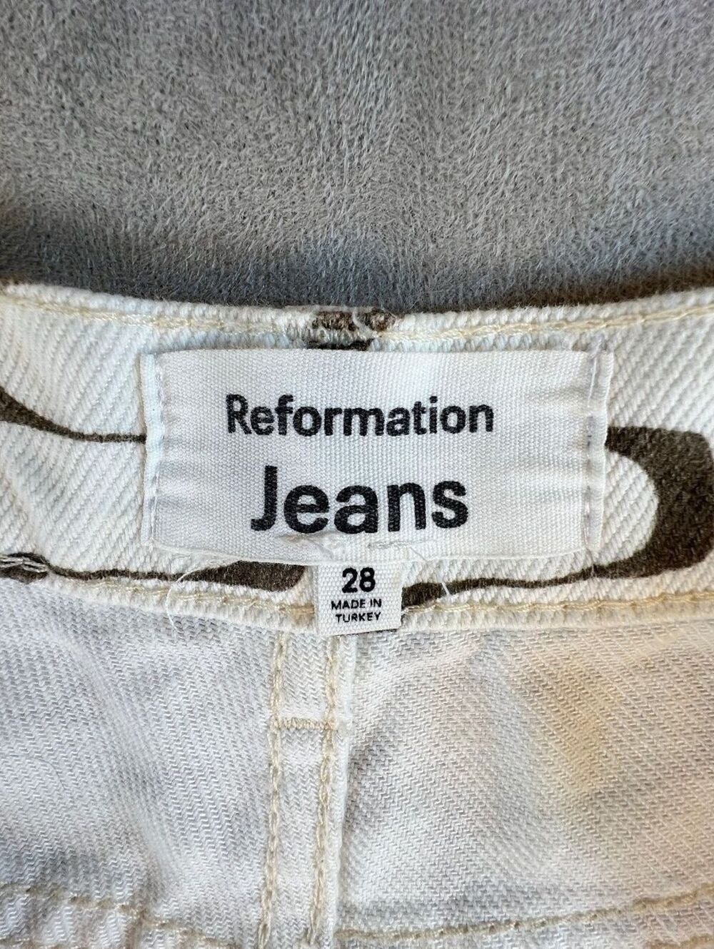 Reformation Mod High Rise Straight Jeans 28 Frequency Print Brown Ivory Organic - Picture 3 of 10